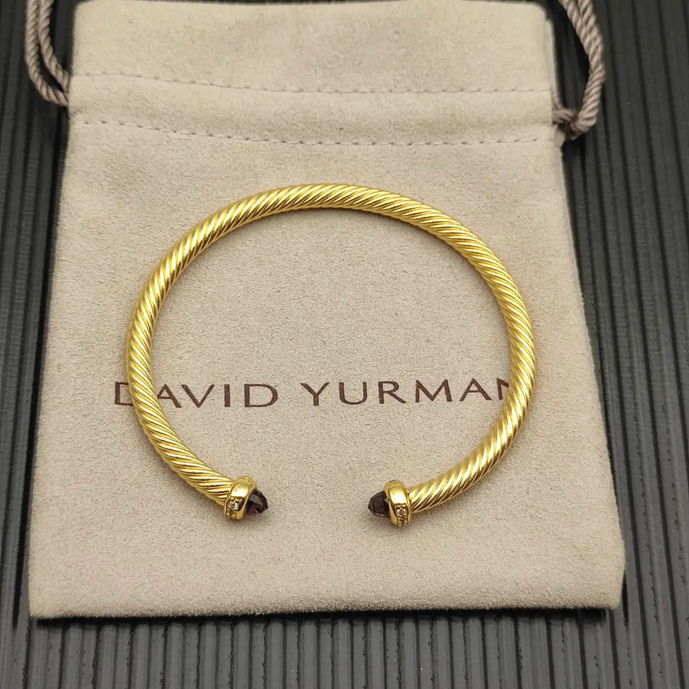 David Yurman 4mm Gold Bracelet with Purple Diamonds